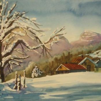 Картина под названием "Зимний шале" - Larissa Lukaneva, Подлинное произведение искусства