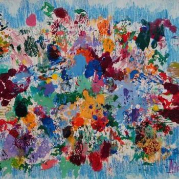Картина под названием "Colourful Rain" - Larissa Lukaneva, Подлинное произведение искусства, Масло