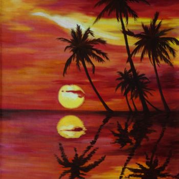 Pittura intitolato "The Sunset in the C…" da Larissa Lukaneva, Opera d'arte originale, Olio