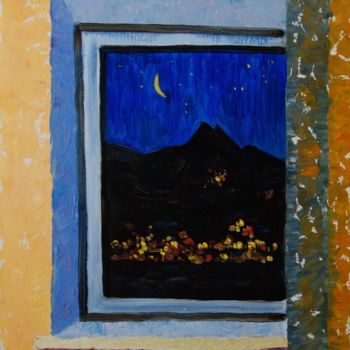 Картина под названием "The Night Experiment" - Larissa Lukaneva, Подлинное произведение искусства, Масло