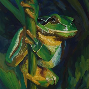 Картина под названием "The Tree Toad" - Larissa Lukaneva, Подлинное произведение искусства, Гуашь