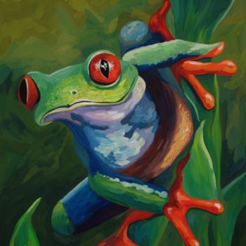 Pittura intitolato "The Tree Toad 2" da Larissa Lukaneva, Opera d'arte originale, Gouache