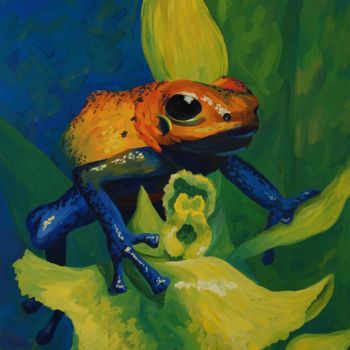 Painting titled "The Tree Toad 3" by Larissa Lukaneva, Original Artwork, Gouache