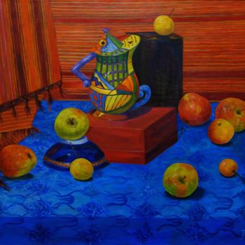Painting titled "Still Life with Col…" by Larissa Lukaneva, Original Artwork, Oil