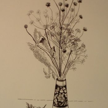 Dessin intitulée "Dry Bouquet" par Larissa Lukaneva, Œuvre d'art originale, Autre