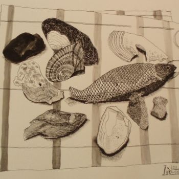 Drawing titled "Still Life with She…" by Larissa Lukaneva, Original Artwork, Other