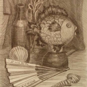 Drawing titled "Still Life with Cer…" by Larissa Lukaneva, Original Artwork