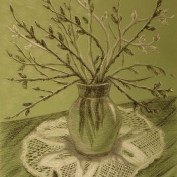 Disegno intitolato "Poplar Twigs" da Larissa Lukaneva, Opera d'arte originale