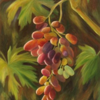 Pintura intitulada "Гроздь винограда" por Larissa Lukaneva, Obras de arte originais, Óleo