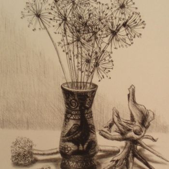 Drawing titled "Still Life with Dry…" by Larissa Lukaneva, Original Artwork, Other