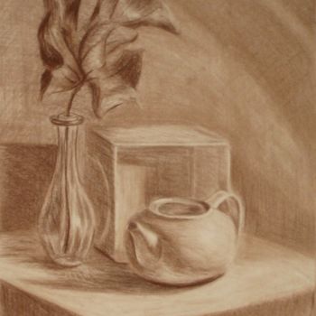 Drawing titled "Still Life with Whi…" by Larissa Lukaneva, Original Artwork