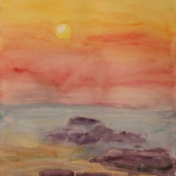 Disegno intitolato "The Sunset in Crete" da Larissa Lukaneva, Opera d'arte originale