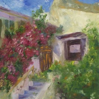 Painting titled "Cretan Yard" by Larissa Lukaneva, Original Artwork
