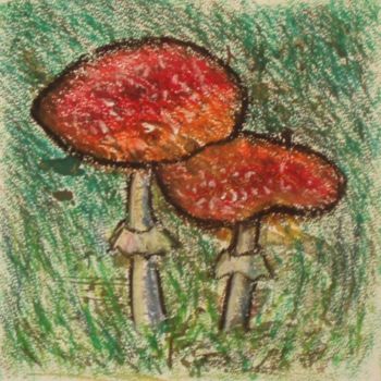 Desenho intitulada "Toadstools" por Larissa Lukaneva, Obras de arte originais