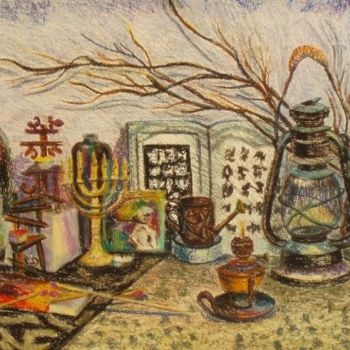 Drawing titled "Still Life with Can…" by Larissa Lukaneva, Original Artwork, Other
