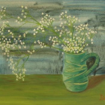 Malerei mit dem Titel "Study Gypsophila" von Larissa Lukaneva, Original-Kunstwerk, Öl