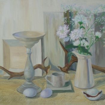 Pintura intitulada "White Still Life" por Larissa Lukaneva, Obras de arte originais, Óleo