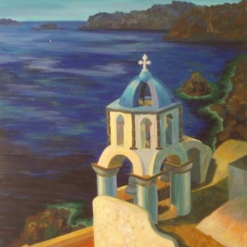 Painting titled "Santorini" by Larissa Lukaneva, Original Artwork