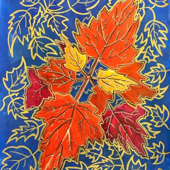 Zeichnungen mit dem Titel "Maple Twig" von Larissa Lukaneva, Original-Kunstwerk, Tinte