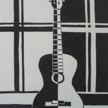 Tekening getiteld "The Guitar" door Larissa Lukaneva, Origineel Kunstwerk, Anders