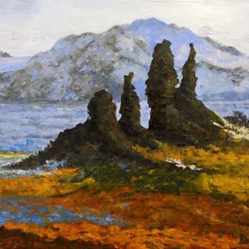 Painting titled "Rock Castle" by Larissa Lukaneva, Original Artwork, Oil