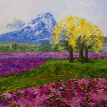 Pintura intitulada "Парк лилового цвете…" por Larissa Lukaneva, Obras de arte originais, Óleo