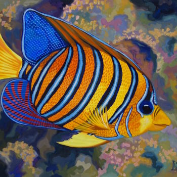 Pintura intitulada "Тропическая рыба" por Larissa Lukaneva, Obras de arte originais, Guache