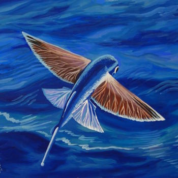 Картина под названием "Летучая рыба" - Larissa Lukaneva, Подлинное произведение искусства, Гуашь