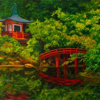 Painting titled "Kioto Park" by Larissa Lukaneva, Original Artwork, Oil