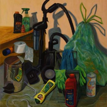 Painting titled "Cleaner's Still Life" by Larissa Lukaneva, Original Artwork, Oil