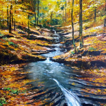 Painting titled "Quiet autumn day /U…" by Attila Endrey-Nagy, Original Artwork, Oil