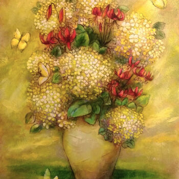 Painting titled "FLOWERS" by Ilgonis Rinkis, Original Artwork, Oil