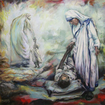 Painting titled "MOTHER THERESA OF C…" by Ilgonis Rinkis, Original Artwork, Oil