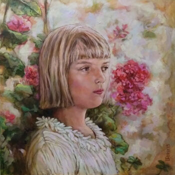 Painting titled "GIRL IN SUMMER" by Ilgonis Rinkis, Original Artwork, Oil