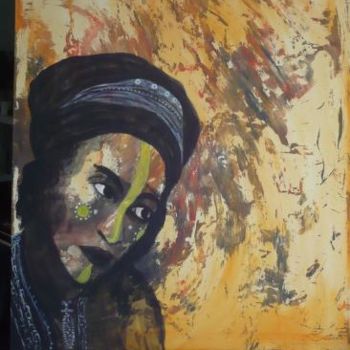 Painting titled "visage d'afrique" by Dominique Dumont, Original Artwork