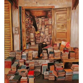 "Bookseller" başlıklı Tablo Engo tarafından, Orijinal sanat, Petrol