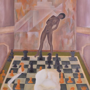 Painting titled "Chess Move" by Enkart, Original Artwork, Oil