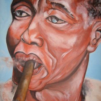 Pittura intitolato "Fumeur de havane" da Muriel Vic, Opera d'arte originale