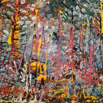 Pittura intitolato "fuochi-nel-bosco.jpg" da Ennio Bastiani, Opera d'arte originale