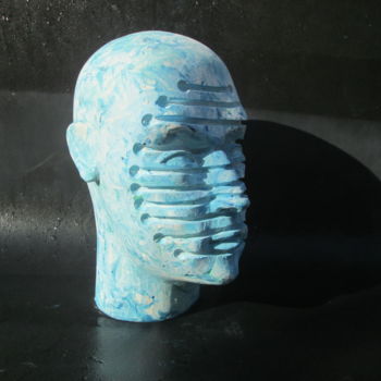 Sculpture titled "Franco blue in gree…" by Ennio, Original Artwork, Plaster