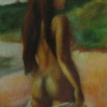 Peinture intitulée "Donna sulla spiaggia" par De Rosa Ennio, Œuvre d'art originale