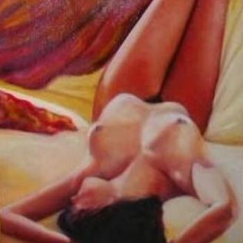 Pittura intitolato "Eva sul sofà" da De Rosa Ennio, Opera d'arte originale