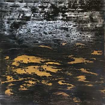 Malerei mit dem Titel "Carbón y oro" von Enric Correa, Original-Kunstwerk, Tempera