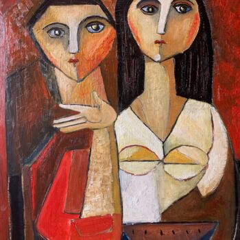 Ζωγραφική με τίτλο "parella de dos" από Enric Hernaez, Αυθεντικά έργα τέχνης, Λάδι