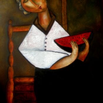 Painting titled "DONA GRAN MENJANT U…" by Enric Hernaez, Original Artwork