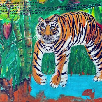 Painting titled "If I Were Jungle" by Enrica Badas, Original Artwork, Acrylic Mounted on Wood Stretcher frame