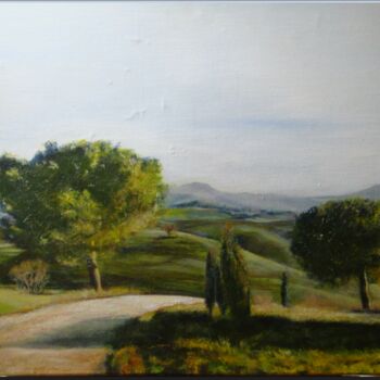 Painting titled "Campagne toscana" by Enrica Chieregatti, Original Artwork, Oil