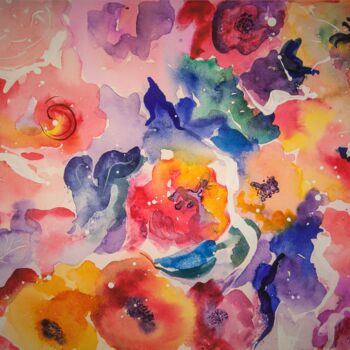 Peinture intitulée "Fleurs fous" par Enrica Chieregatti, Œuvre d'art originale, Aquarelle