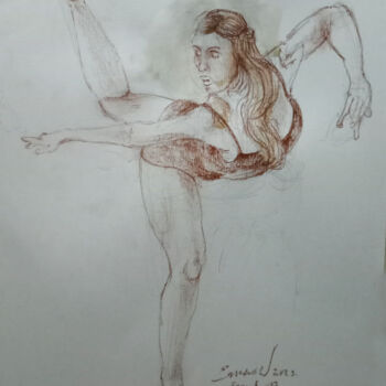 Pintura titulada "bailarina observado…" por Enrico Napoletano, Obra de arte original, Pastel