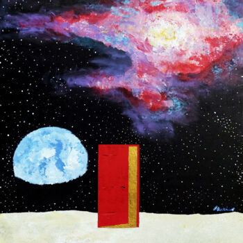 Pittura intitolato "la porta rossa" da Enrico Torricelli, Opera d'arte originale, Acrilico Montato su Telaio per barella in…